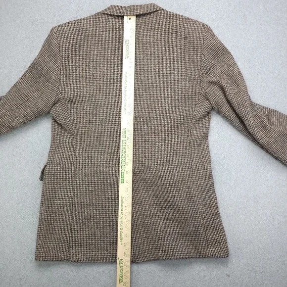 VTG Harris Tweed Wool Blazer Men's 41R Brown Plaid‎Sport Coat Handwoven Jacket